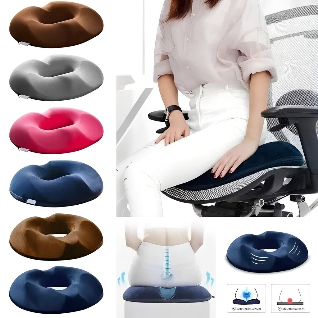 On-the-Go Comfort: Portable Memory Foam Donut Cushion for Travel, Office & Car