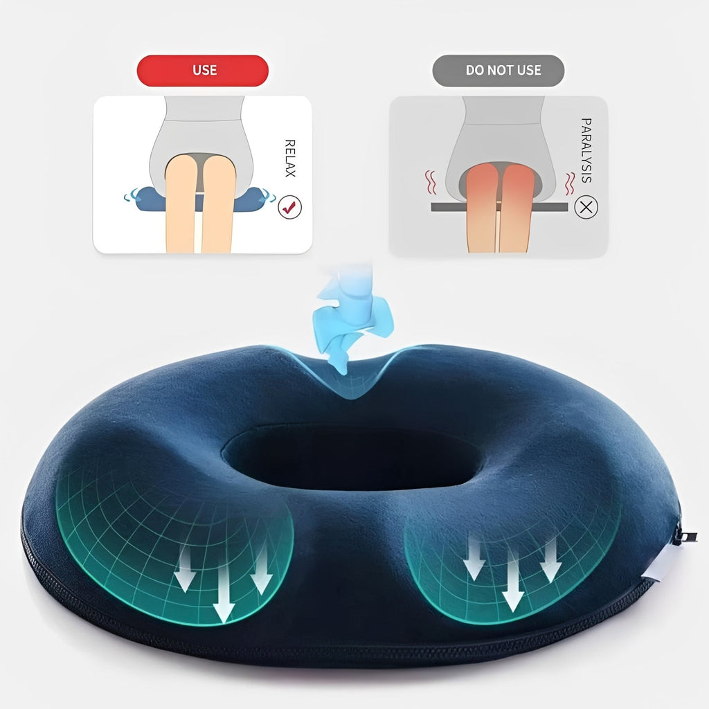 On-the-Go Comfort: Portable Memory Foam Donut Cushion for Travel, Office & Car