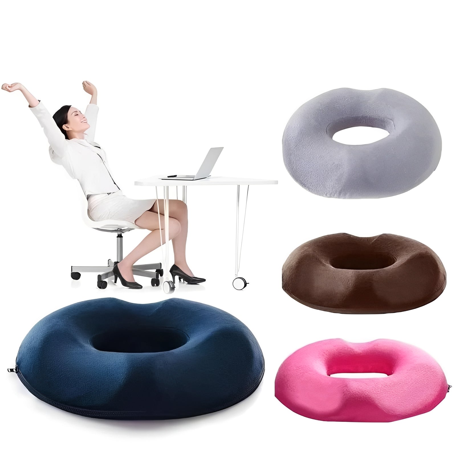 On-the-Go Comfort: Portable Memory Foam Donut Cushion for Travel, Office & Car