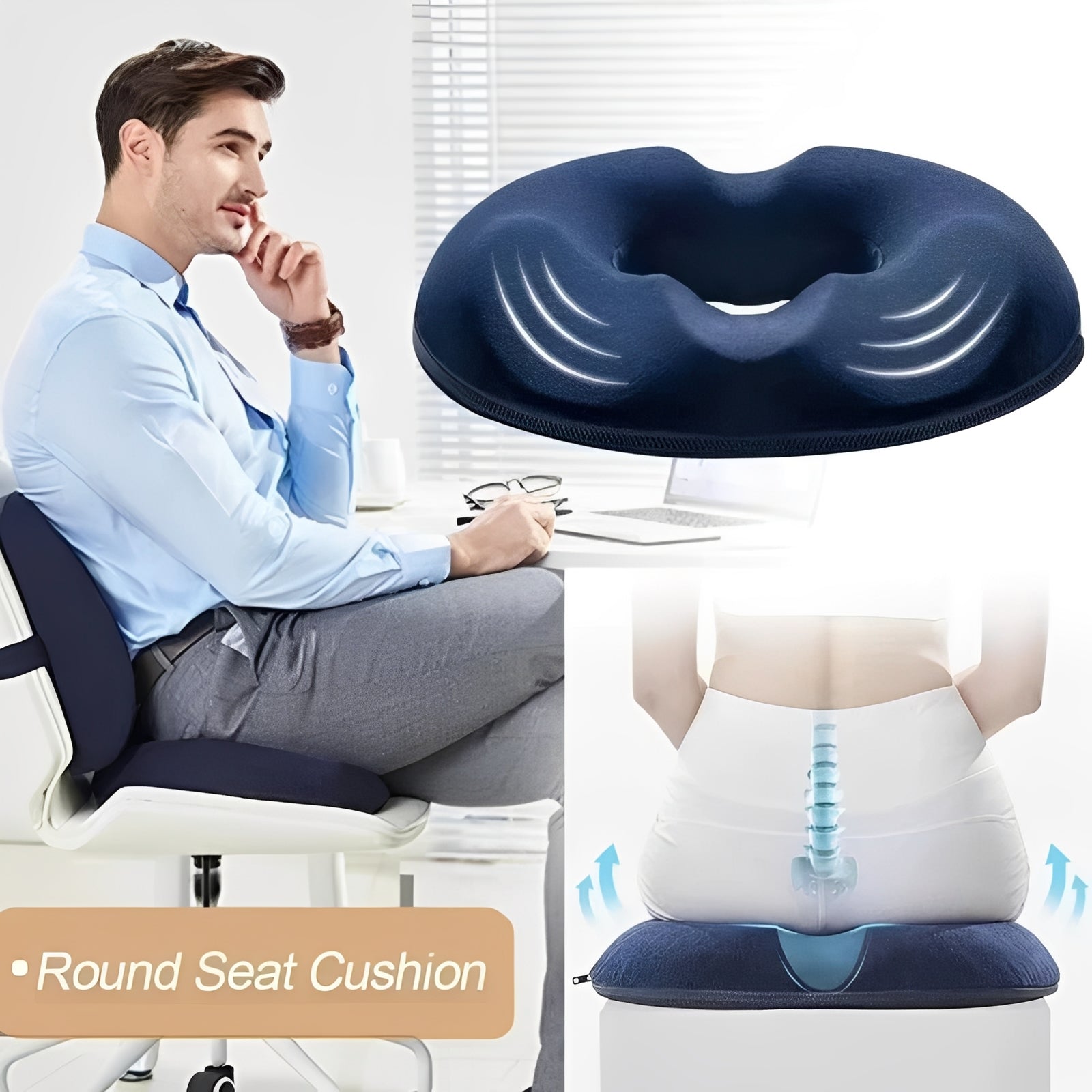 On-the-Go Comfort: Portable Memory Foam Donut Cushion for Travel, Office & Car