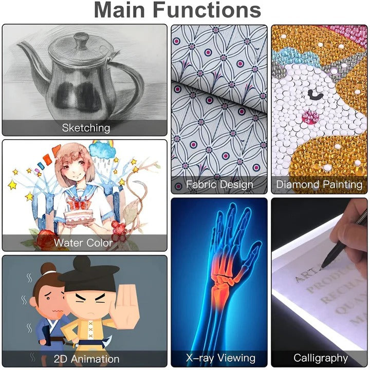 All-in-One Artistic Tablet: Illuminated Tracing Light Box for A4 Sketching & Drawing